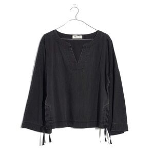MADEWELL Denim Side-Lace Top In Solan Black